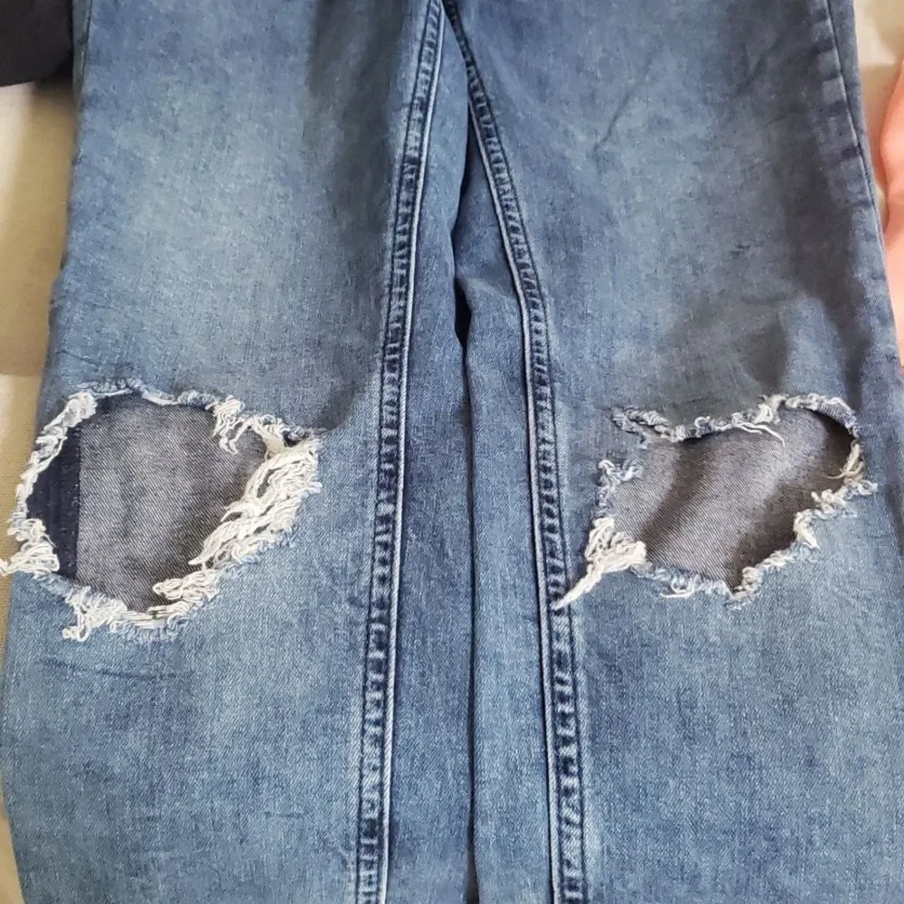 Free People Jeans Womens sz 29 High Waist Distressed Denim Blue